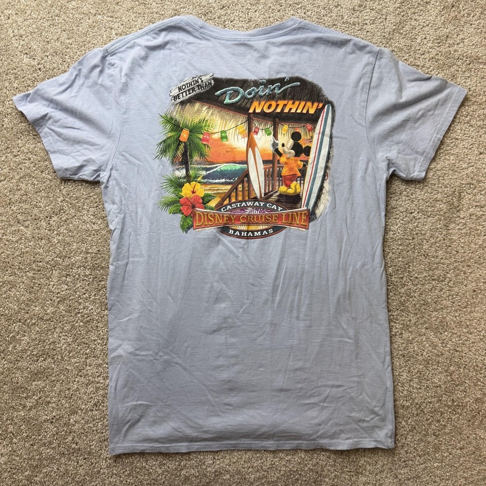 Disney Cruise Line Shirt Mens Large Blue Castaway Cay Mickey Mouse Tee T-Shirt